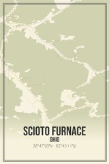 Retro US city map of Scioto Furnace, Ohio. Vintage street map.