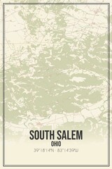 Retro US city map of South Salem, Ohio. Vintage street map.