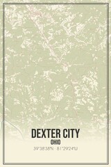 Retro US city map of Dexter City, Ohio. Vintage street map.