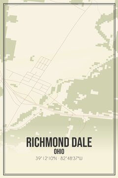 Retro US city map of Richmond Dale, Ohio. Vintage street map.