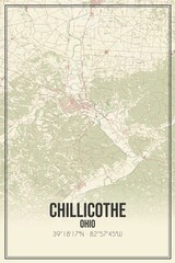 Fototapeta premium Retro US city map of Chillicothe, Ohio. Vintage street map.