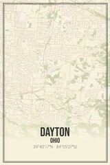 Retro US city map of Dayton, Ohio. Vintage street map.