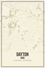 Retro US city map of Dayton, Ohio. Vintage street map.