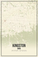 Retro US city map of Kingston, Ohio. Vintage street map.