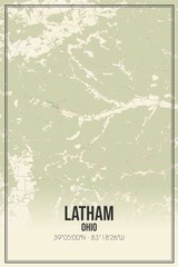 Retro US city map of Latham, Ohio. Vintage street map.