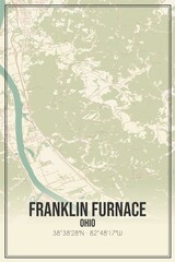 Retro US city map of Franklin Furnace, Ohio. Vintage street map.