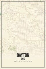 Retro US city map of Dayton, Ohio. Vintage street map.