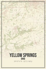 Retro US city map of Yellow Springs, Ohio. Vintage street map.