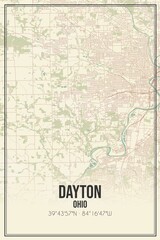 Retro US city map of Dayton, Ohio. Vintage street map.