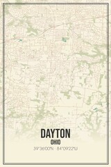 Retro US city map of Dayton, Ohio. Vintage street map.
