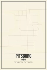 Retro US city map of Pitsburg, Ohio. Vintage street map.