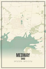 Retro US city map of Medway, Ohio. Vintage street map.