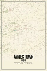 Retro US city map of Jamestown, Ohio. Vintage street map.