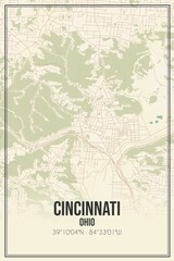 Obraz premium Retro US city map of Cincinnati, Ohio. Vintage street map.
