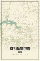 Fototapeta na wymiar Retro US city map of Germantown, Ohio. Vintage street map.