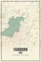 Retro US city map of Fairborn, Ohio. Vintage street map.