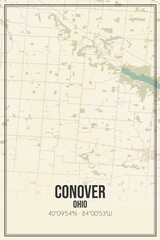 Obraz premium Retro US city map of Conover, Ohio. Vintage street map.