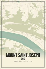 Retro US city map of Mount Saint Joseph, Ohio. Vintage street map.