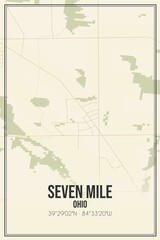 Retro US city map of Seven Mile, Ohio. Vintage street map.