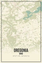 Retro US city map of Oregonia, Ohio. Vintage street map.