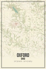 Retro US city map of Oxford, Ohio. Vintage street map.