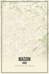 Retro US city map of Mason, Ohio. Vintage street map.