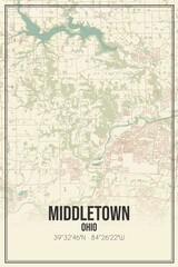 Retro US city map of Middletown, Ohio. Vintage street map.