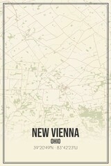 Retro US city map of New Vienna, Ohio. Vintage street map.