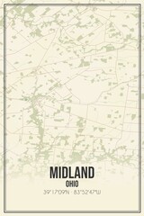 Retro US city map of Midland, Ohio. Vintage street map.