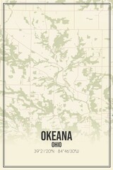 Retro US city map of Okeana, Ohio. Vintage street map.