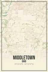 Fototapeta na wymiar Retro US city map of Middletown, Ohio. Vintage street map.