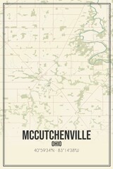 Retro US city map of McCutchenville, Ohio. Vintage street map.