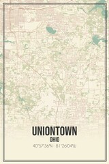Retro US city map of Uniontown, Ohio. Vintage street map.