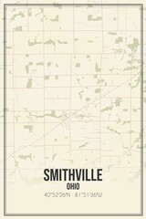 Retro US city map of Smithville, Ohio. Vintage street map.