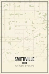 Retro US city map of Smithville, Ohio. Vintage street map.