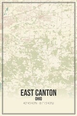 Retro US city map of East Canton, Ohio. Vintage street map.