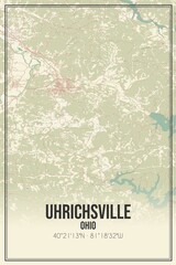 Retro US city map of Uhrichsville, Ohio. Vintage street map.