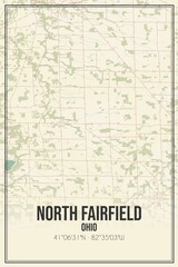 Retro US city map of North Fairfield, Ohio. Vintage street map.