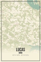 Retro US city map of Lucas, Ohio. Vintage street map.