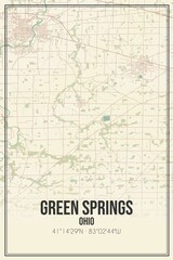 Obraz premium Retro US city map of Green Springs, Ohio. Vintage street map.