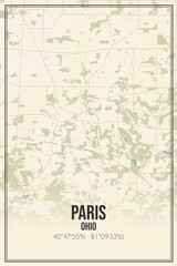 Retro US city map of Paris, Ohio. Vintage street map.