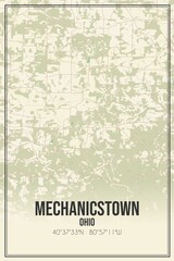 Retro US city map of Mechanicstown, Ohio. Vintage street map.