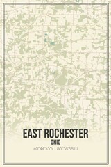 Retro US city map of East Rochester, Ohio. Vintage street map.