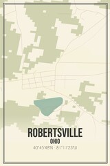 Retro US city map of Robertsville, Ohio. Vintage street map.