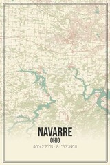 Retro US city map of Navarre, Ohio. Vintage street map.
