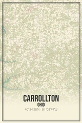 Retro US city map of Carrollton, Ohio. Vintage street map.
