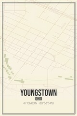 Retro US city map of Youngstown, Ohio. Vintage street map.