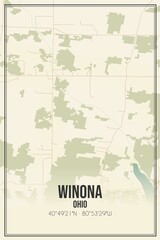 Retro US city map of Winona, Ohio. Vintage street map.