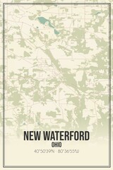 Retro US city map of New Waterford, Ohio. Vintage street map.