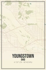 Fototapeta na wymiar Retro US city map of Youngstown, Ohio. Vintage street map.